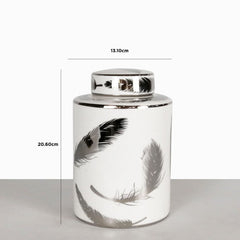 21cm Luxe Medium Ginger Jar White & Silver Leaf