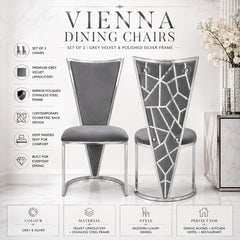 Set Of 2 Vienna Grey & Silver Dining Chairs