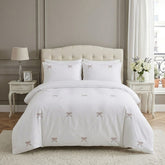 Gaveno Cavailia Pink Bow Embroidered King Duvet Cover Bedding Set