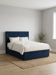 Modern Framed Panel Upholstered Bed Frame with Storage Drawers