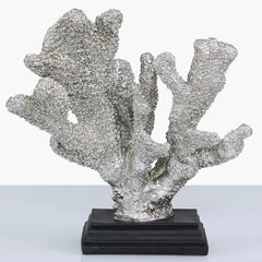 25cm Coral Decoration Silver Black Stand