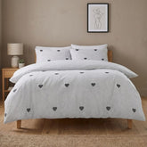 Gaveno Cavailia Hearts White Double Duvet Cover Set - Charcoal