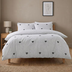 Gaveno Cavailia Hearts White Double Duvet Cover Set - Charcoal