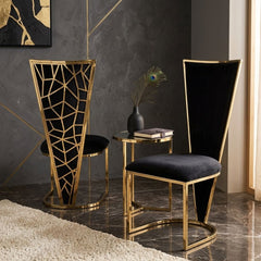 Set Of 2 Vienna Black & Gold Dining Chairs