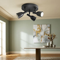 Malmo 3-Light Ceiling Light - Modern Black Minimalist Semi-Flush Mount