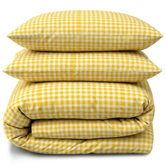 Gaveno Cavailia Ochre Gingham King Duvet Cover Microfibre Bed Set
