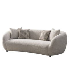 Milano 3-Seater Cream Bouclé Sofa - Modern Curved Design with Pillows