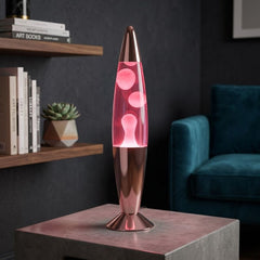 Global Gizmos Rose Gold Lava Lamp - 16 Inch Pink Wax & Clear Liquid