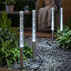 Solar Powered Bubble Post Lights 4pk - Cool White LED Garden Path