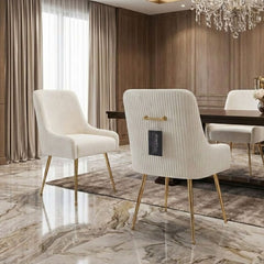 Marco Dining Chair Brushed Velvet In Mink Gold Legs - Sold In Pairs
