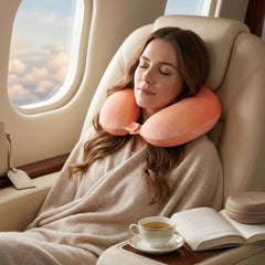Orange Memory Foam Travel Pillow - U-Shaped Neck Support & Comfort