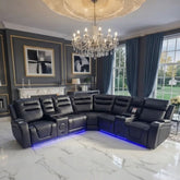Daytona Electric Leather Corner Recliner - Bluetooth & LED - Black