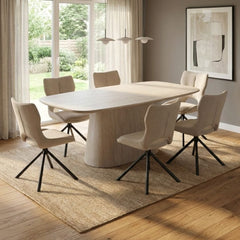Davos Grey 180cm Ceramic Oval Dining Table & 6 Roseland Swivel Chairs