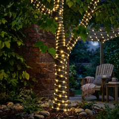 Solar Powered 10m Micro LED Rope Light - 100 Warm White Garden LEDs