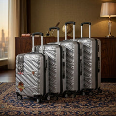 Silver 4-Piece ABS Luggage Set - TSA Lock & 360° Spinner Wheels