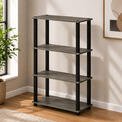 Hudson 4 Tier Shelving Unit - Industrial Concrete Effect Display Stand