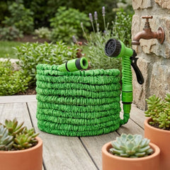 Flohose 30m Expanding Garden Hose with 7-Dial Spray Gun - Kink-Free