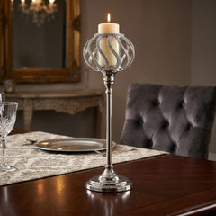 Large 42cm Sparkle Gem Nickel Candle Stick Holder Table Decoration