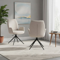 Set of 2 Beige Fairmont 360 Swivel Dining Chairs | Modern Fabric