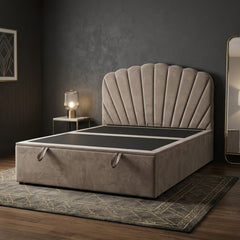 Wembley Taupe Suede Ottoman Storage Bed - Single, Double, King Sizes