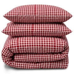 Gaveno Cavailia Red Gingham Double Duvet Cover Microfibre Bed Set