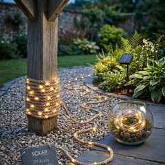 Solar Powered Rope Effect String Lights 3m - 35 Warm White LEDs