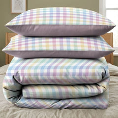 Gaveno Cavailia Pastel Gingham King Duvet Cover Microfibre Bed Set