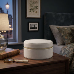 Home Luxe Faux Leather Round Jewellery Box Organiser | Off White