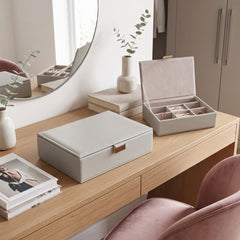 Home Luxe Faux Leather Square Jewellery Box - White (22 x 15 x 6 cm)