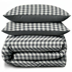 Gaveno Cavailia Charcoal Gingham King Duvet Cover Microfibre Bed Set