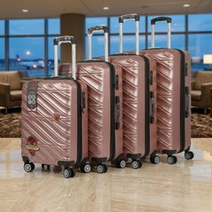 Rose Gold 4-Piece ABS Luggage Set - TSA Lock & 360° Spinner Wheels