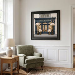 LV Boutique Black Step Frame Wall Art 70x70cm Luxury Home Decor Accent