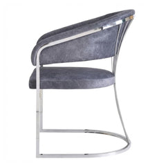 Grey Porado Leatheraire Dining Chair | Silver Frame Luxury Seating