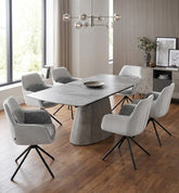 Monaco Grey Stone Extending Dining Set 6 Florence Swivel Chairs