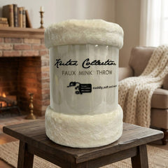 Kutex Whitesmoke Faux Mink Throw - 200x240cm Extra Large Soft Blanket