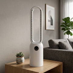Benross White Bladeless Tower Fan - 88cm with Remote & 12-Hour Timer
