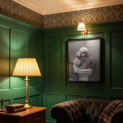 Home Luxe Poodle Reading Newspaper Black & White Framed Wall Art 30x40