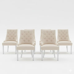 Set of 6 Minister Mink Brushed Velvet Lion Knocker Chairs with Pearls