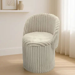 3 In 1 Natural Malibu Bouclé Ottoman Storage Stool - Round Cream Seat