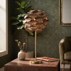 Botanica Gold Leaf Table Lamp Modern Luxury Metal Home Lighting UK