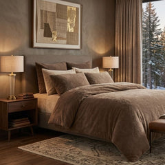 Brentfords Teddy Fleece Duvet Cover Set - Mink Natural Soft Bedding