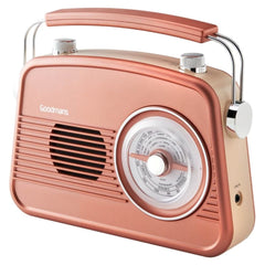 Goodmans Classic AM-FM Retro Radio - Portable Rose Gold Analog Radio