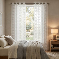 White Diamond Tufted Voile Curtain Panel - 55" x 90" Home Collection