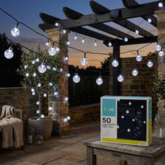 Solar Living 50 Cool White LED Bubble Ball String Lights - 10m Length
