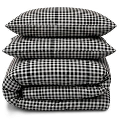 Gaveno Cavailia Black Gingham King Duvet Cover Microfibre Bedding Set