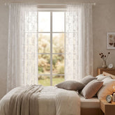 Traditional White Floral Lace Voile Curtain Panel - 57" x 90"