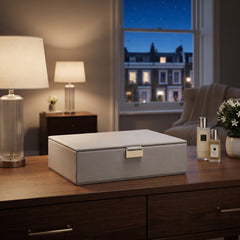 Home Luxe Faux Leather Square Jewellery Box - White (22 x 15 x 6 cm)