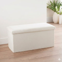 Luxury Cream Boucle Storage Ottoman - Stylish Bedroom & Lounge Seat