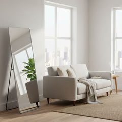 Verona Silver Soft Edged Metal Mirror - 60x165cm Modern Full Length