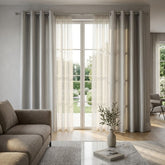Silver Faux Silk Fully Lined Eyelet Curtains - 1 Pair,